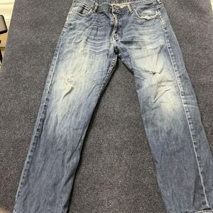 Levis 569 Jeans Mens 36x32 Blue Loose Straight Leg Distressed Denim Pants